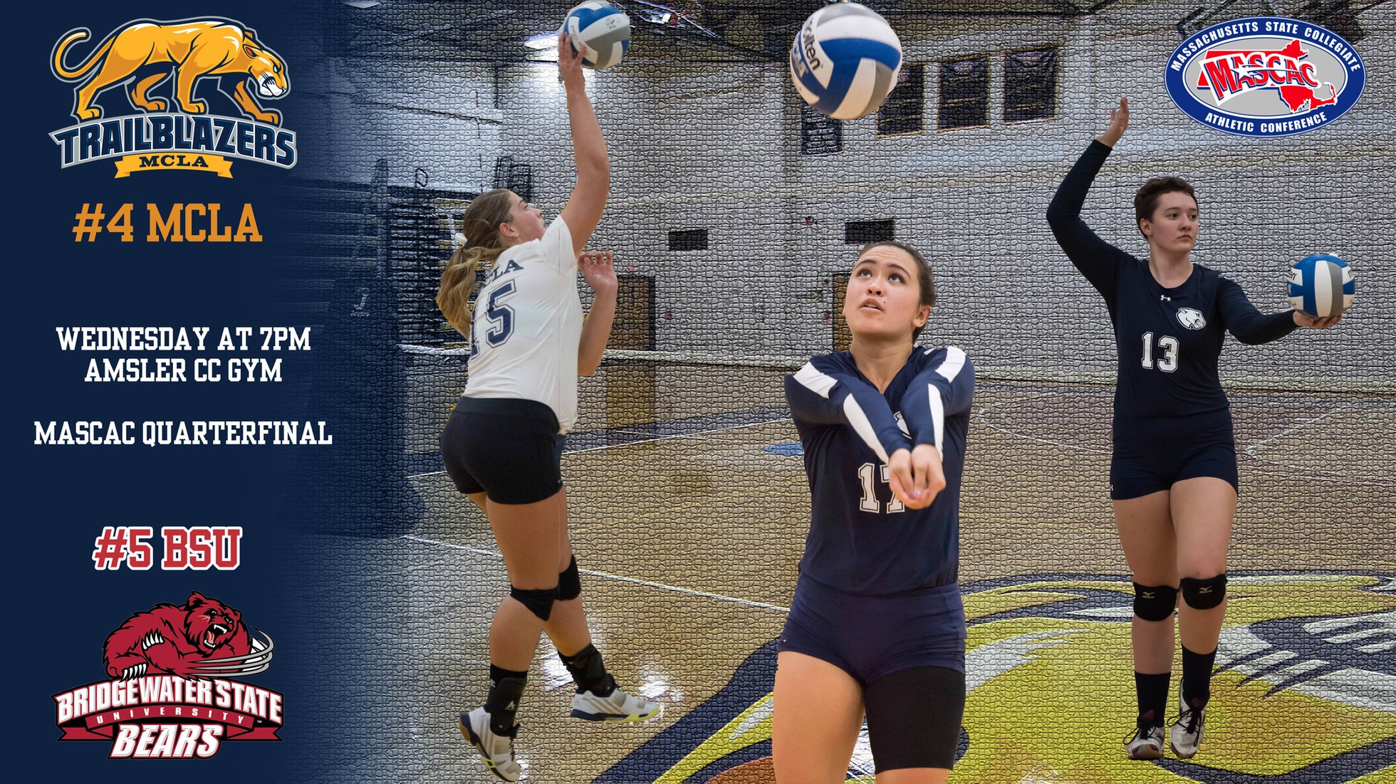 Volleyball earns fourth seed, will host Bridgewater State Wednesday at 7pm in MASCAC Quarterfinals