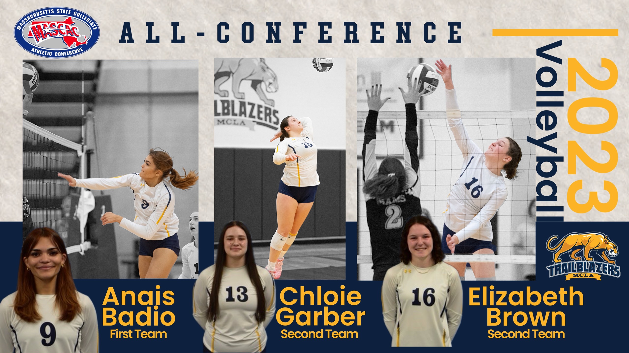 Anais Badio, Chloie Garber, and Elizabeth Brown were named to the MASCAC All-Conference Teams
