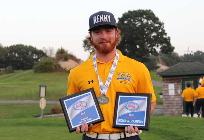 Freshman golfer Mat Gover earned the individual championship at the MASCAC Championships this weekend, while the Trailblazers team finished second to Springfield College.
