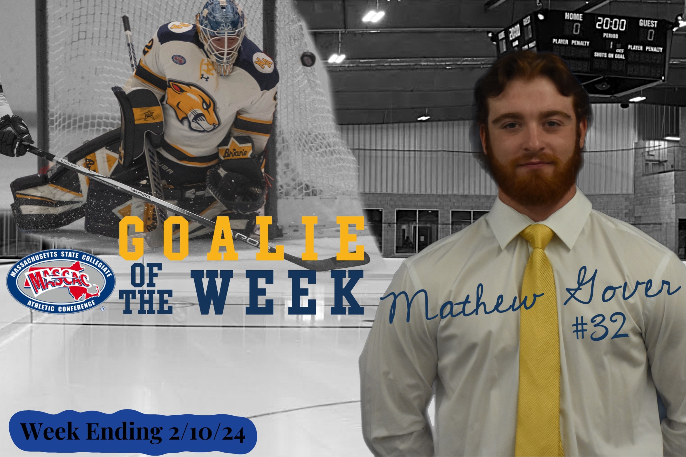 Gover earns MASCAC Goalie of the Week