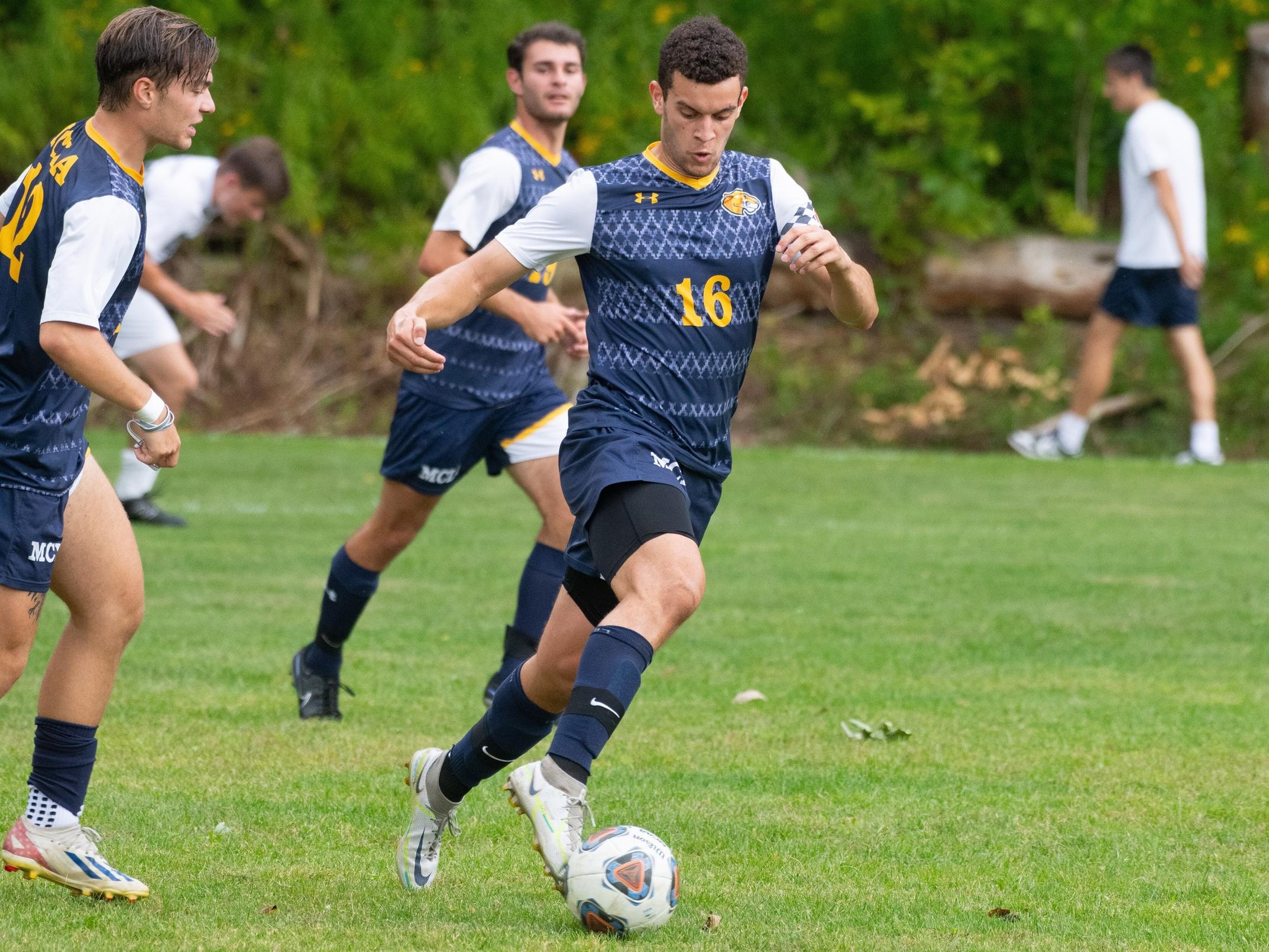 Marcos Lopez scored MCLA's lone goal today in the Trailblazers 4-1 loss to Nichols College.