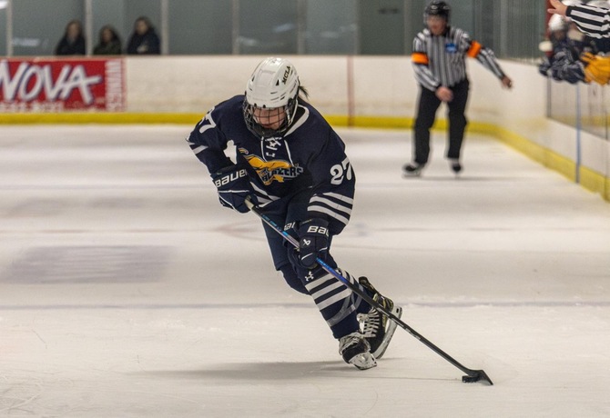 Carlen Bertrand recorded the first hat trick in MCLA Women's Ice Hockey history.