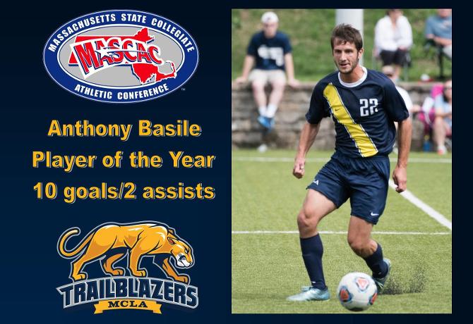 Basile named MASCAC player of the year, first men's soccer player since 1992 to earn award