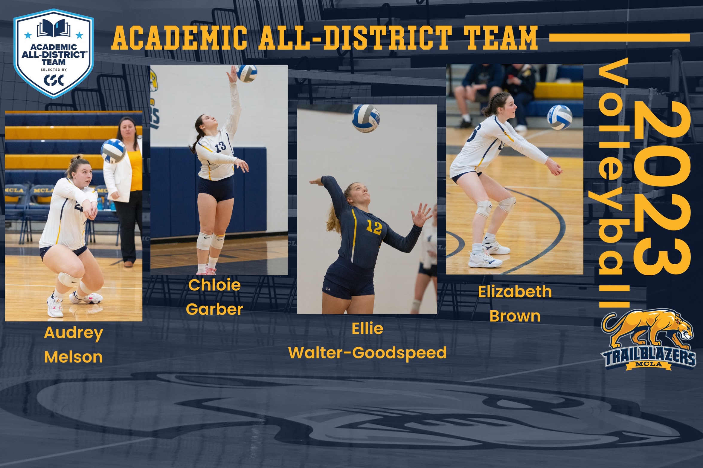 Four MCLA Volleyball Players Earn CSC Academic All-District Honors