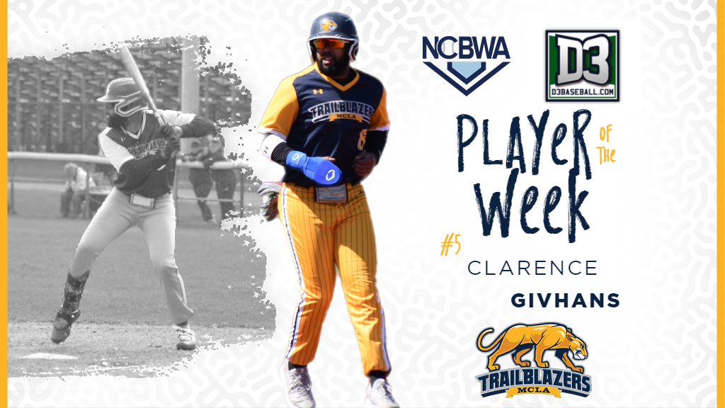 Givhans Selected as NCBWA National Hitter of the Week, Named to D3baseball.com Team of the Week